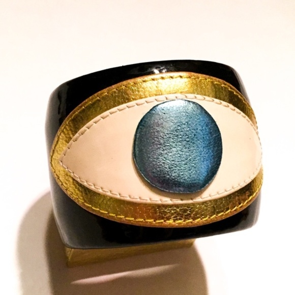 artisan Jewelry - Leather EYE Handmade cuff bracelet Bangle boho